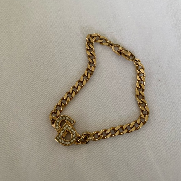 Vintage Christian Dior gold logo bangle bracelet